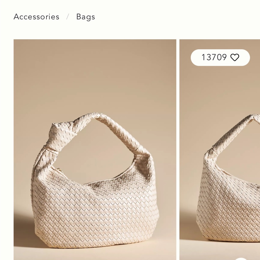 Anthropologie Cream Woven Shoulder Bag with Textured Design